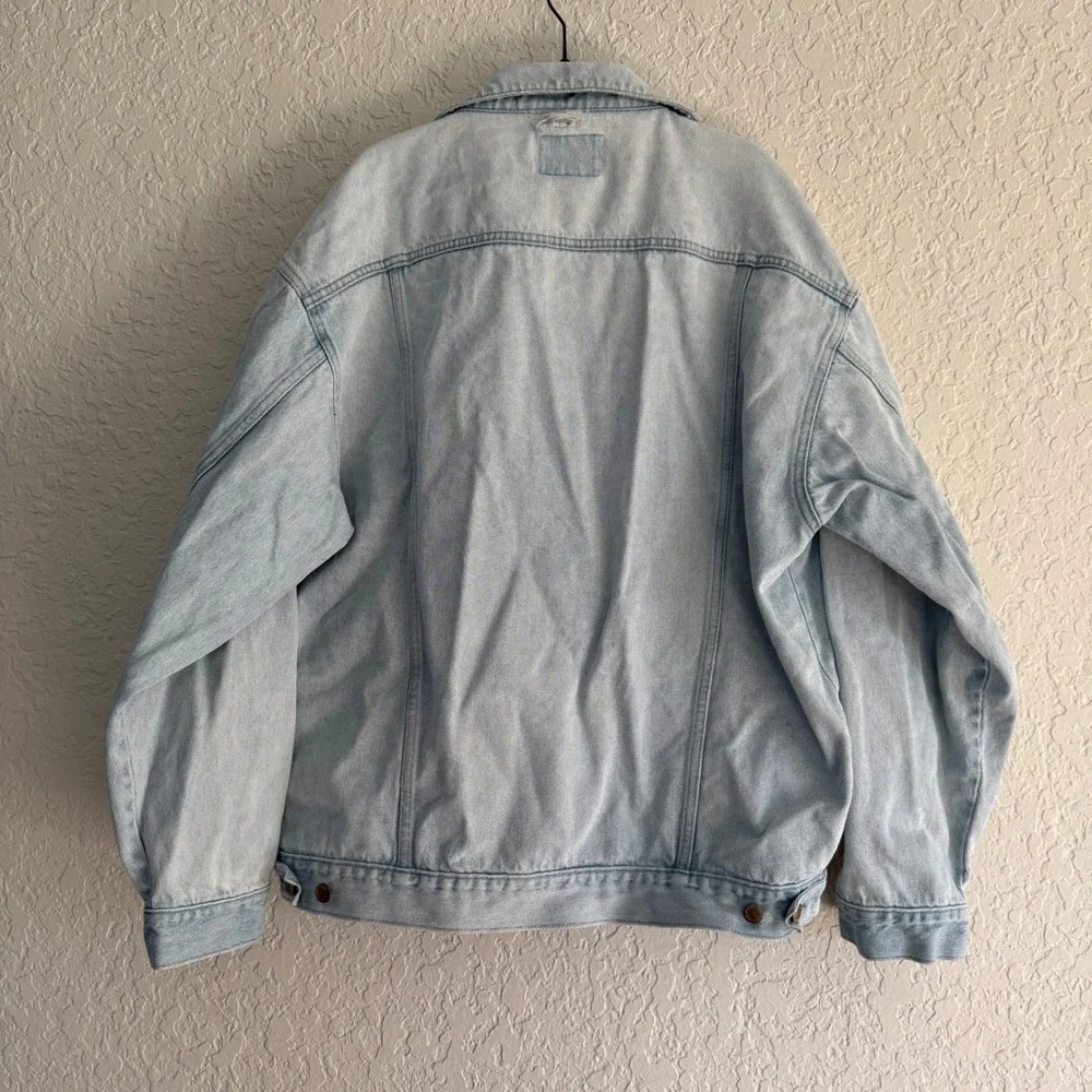 Vintage Pepsi Cola Denim Jean Jacket Long Sleeve‎ Coat Light Wash Distressed XL